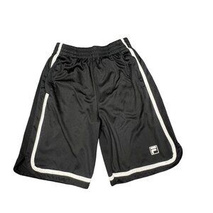 Fila Athletic Short Boys‎ Size 10/12 Black White Trim Basketball  Elastic 22x8